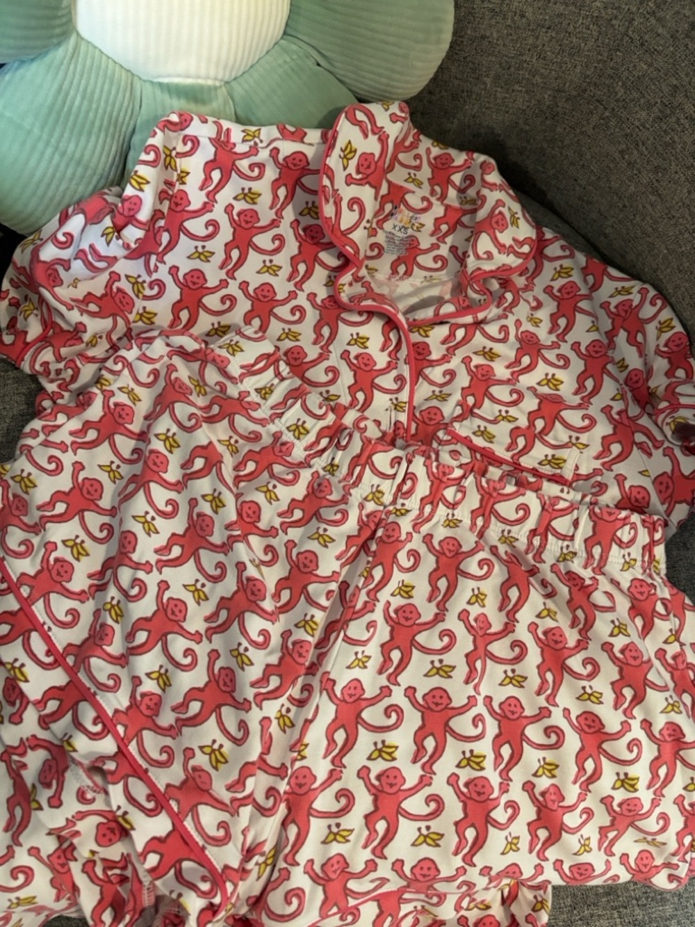 Roller Rabbit Pink Monkey Print Pajama Set - Picture 3 of 3